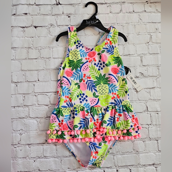 Nicole Miller Girls Fruit Swimsuit & Sun Hat - Picture 2 of 7